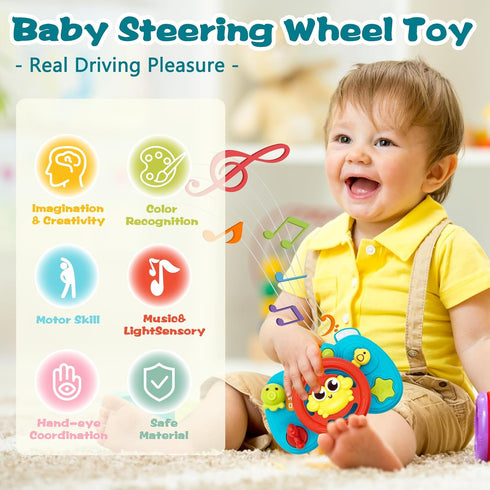Steering Wheel Toy Baby Boy Learning Toys 6-12 Months Old Toys,6 7 8 9 Month Old Baby Boy Toys,Interactive Baby Toys for 1 Year Old,Kids Driving S...