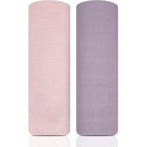 Swaddle Blanket, Soft Silky Muslin Swaddle Blankets, Breathable and Skin-Friendly Baby Blankets for Boys & Girls, 2-Pack Unisex Muslin Baby Blanke...