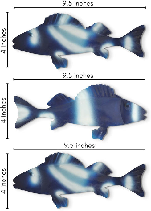 Americanflat Three Metal Fish Wall Décor Set - 3x9.5 Fish as Outdoor Metal Wall Art Decorations - Modern Style Wall Hanging Décor for Patio, Garde...