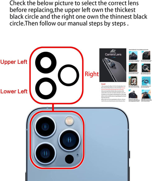 Camera Lens Replacement for iPhone 12pro max, GVKVGIH Back Camera Len Glass Replacement with Double-Sided Adhesive & Repair Tool Kit (for iPhone 1...
