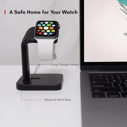 Macally Apple Watch Charger Stand for Series Ultra, 9, 8, 7, 6, 5, 4, 3, 2, 1, SE (44mm, 42mm, 40mm, 38mm) - Sleek iWatch Apple Watch Stand Dock -...
