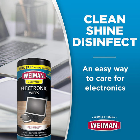 Weiman Disinfecting Electronic Cleaning Wipes For Keyboards, Tablets, E-readers, Smart Phones, Netbooks, and Touchscreens (30 Wipes)...