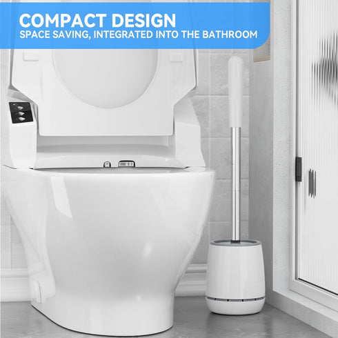 Toilet Brush, Toilet Brush and Holder with 304 Stainless Steel Handle, Space Saving Toilet Bowl Brush for Storage, Durable Bristles Toilet Scrubbe...