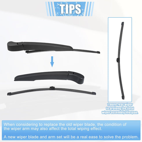ACROPIX Rear Windshield Wiper Blade Arm Set Back Wiper Assembly Replacement Fit for BMW X1 F48 2015-2022 for BMW X2 F39 2018-2023 - Pack of 3...