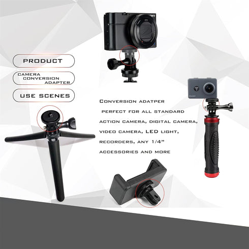 Aluminum Camera Tripod Mount Adapter,2pcs ¼-20 Conversion Adapter for Tripod, Suitable for GoPro Hero/Sony/ Insta360 X3/ Sjcam/Action Camera and O...