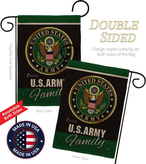 Army Proudly Family Burlap Garden Flag - Armed Forces Rangers United State American Military Veteran Retire Official - House Decoration Banner Sma...