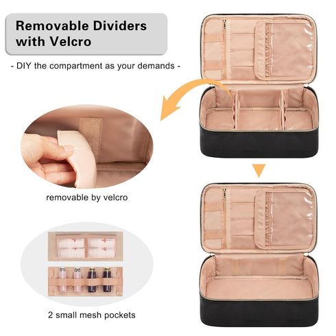 CUBETASTIC Makeup Bag, Travel Make Up Train Case, Large Capacity Cosmetic Organizer Bags with Dividers, Portable Skincare Bag for Women Waterproof...