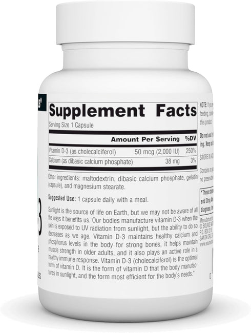 Source Naturals Vitamin D-3 2000 iu Supports Bone & Immune Health* - 100 Capsules...