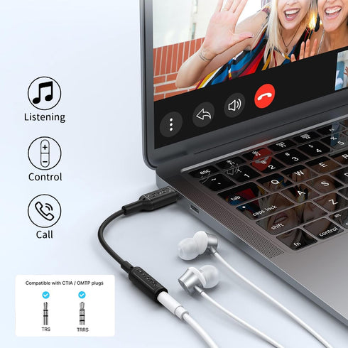 USB C to 3.5mm Headphone Adapter-Type C to 3.5mm Aux Dongle for S23/S23+/S23 Ultra Note10/10+/20/20+/20 Ultra Z fold Google Pixel 2/3/4/5/6/6pro/7...