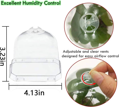 10 Pcs White Plant Nursery Pots with Clear Humidity Dome- 4 inch Plastic Gardening Pot Plant Container- Seed Starting Pot with Drain Holes for See...