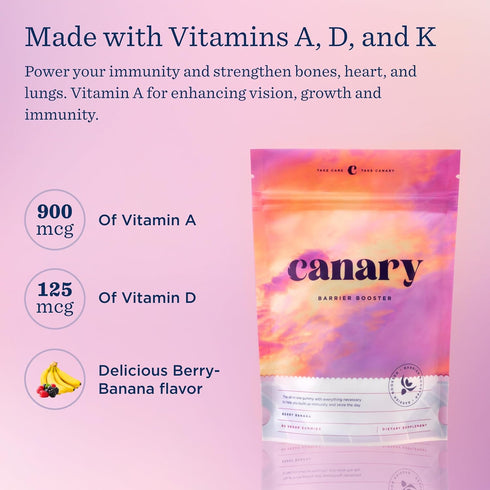 Canary Barrier Booster Vitamin A, D, & K Immune Support Gummy - Great for Immune Support, Bone Strength, & Cardiovascular Health - Vegan Berry Ban...