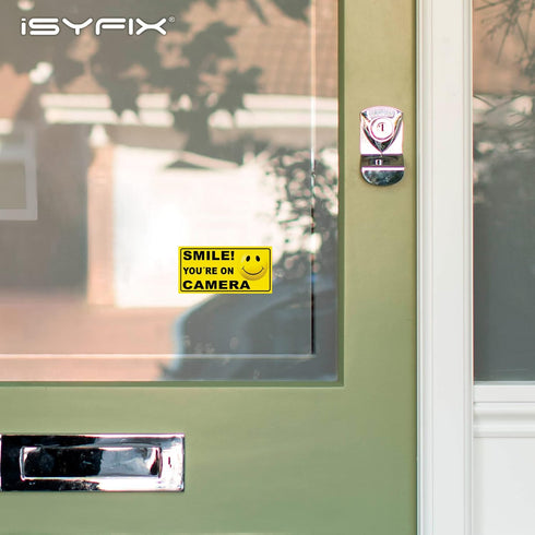 iSYFIX Smile You're on Camera Stickers for Business – 6 Pack 4x2 Inch – Self-Adhesive Vinyl Decal, Laminated for Ultimate UV Protection, Fade Resi...