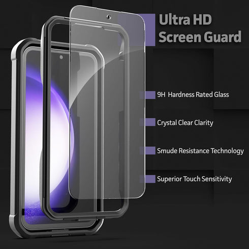 ENCASED FalconShield Designed for Samsung Galaxy S23 FE Case with Tempered Glass Screen Protector - Protective Full Body Phone Case (Black)......