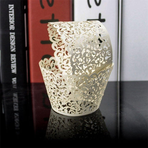 YOZATIA 60PCS Ivory Cupcake Wrappers, Lace Cupcake Liners Laser cut Cupcake Papers for Wedding/Birthday Party Decoration (ivory)...