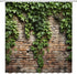Green Leaves Shower Curtain Brick Wall Garden Landscape Nature Plant Rustic Country Red Brown Stone Wall Creative Bathroom Decor Fabric Curtains w...