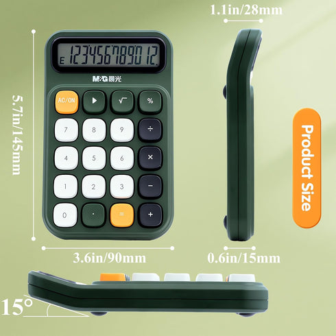 M&G Desk Calculator with Mechanical Buttons, 12 Digit Large LCD Display, Big Button Calculator for Office Home School, Bottom Antiskid, Battery In...