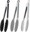 9-Inch Serving Tongs Silicone Tongs, Set of 3 (Black White Gray)...