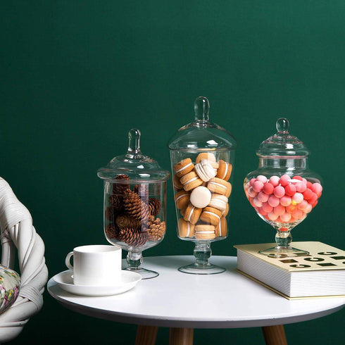 Glass Apothecary Jars with Lids for Candy Buffet - Apothecary Jars for Bathroom, Candy Bar, Kitchen, (Height: 9" Body: 5")...