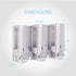 Better Living Aviva Shower Dispenser 3 Chamber, Wall Mount Shower Soap Dispenser for Bathroom Hotel Body Wash, Built-in Hooks, No Drill, Waterproo...