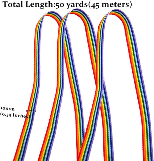 50 Yards Rainbow Ribbon Grosgrain Ribbons for Gift Wrapping Jewelry Making DIY Crafts Party Favors (10mm)...