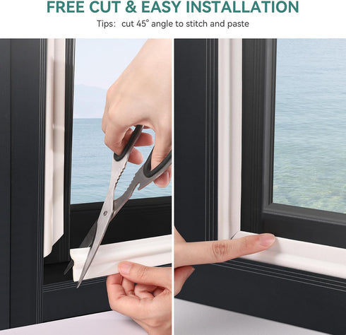 MOPMS Draft Stopper Sweep, Door Weatherproofing Stripping, Window Seal Strip Self-adhisive Soundproof Cuttable Weather Length 13.12 Ft (2 Pcs x 6....