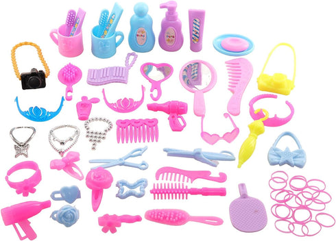 BARWA 43 PCS Doll Accessories Travel Toiletries Clip Bag Crown Necklace Comb Camera Rubber Band for 11.5 inch Doll Xmas Gift…...