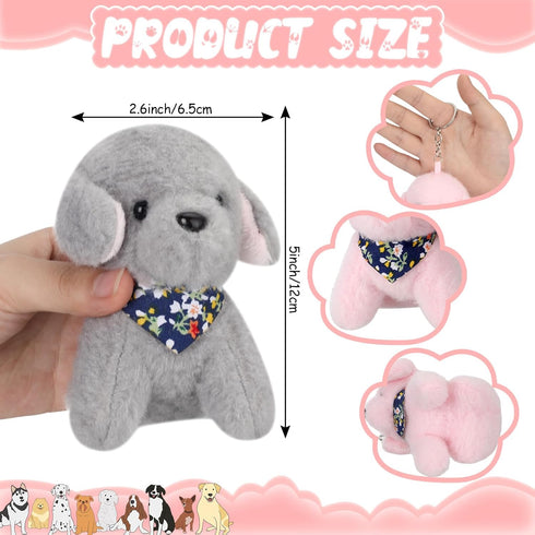 12 Pcs Dog Plush Keychain Bulk 5 Inch Small Dog Stuffed Animal Toy Kawaii Cute Puppy Plush Keychain for Backpack Birthday Party Favor Wedding Baby...