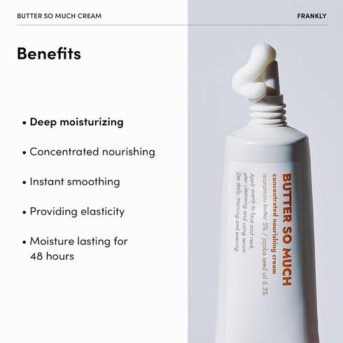 FRANKLY Butter So Much Cream - Intense Moisturizing | 20% Vegan Butter & Plant Oils | 5% Murumuru Butter & 6.3% Jojoba | For Dry & Sensitive Skin ...