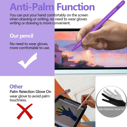 iPad Pencil, Apple Pencil Stylus Compatible with iPad 10/9/8/7/6th Gen,iPad Air 5/4/3th Gen,iPad Pro(11/12.9),iPad Mini 6/5th Gen, Palm Rejection ...