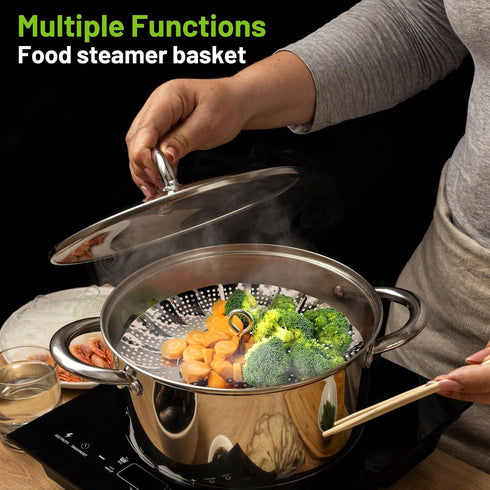 Vegetable Steamer Basket, Premium Stainless Steel Veggie Steamer Basket - Folding Expandable Steamers to Fits Various Size Pot (Extra Large (6.5" ...