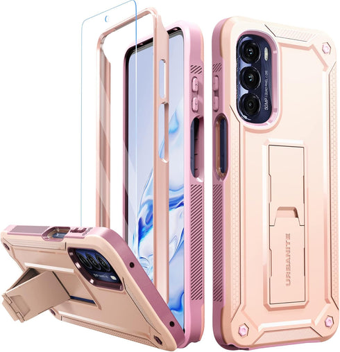 URBANITE for Motorola Moto G Stylus 5G (2022) Case, Military Grade Rugged Shockproof Protective Cover with Screen Protector and Kickstand (Pink)...