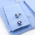Men's Gift Cuff Links Blue World Map Design With Present Box...