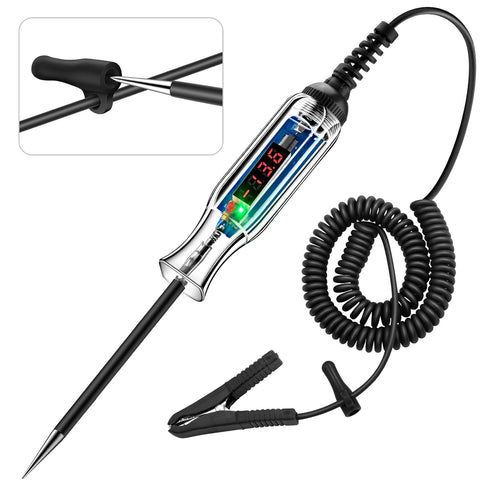 Upgraded 3-72V Digital Automotive LED Circuit Tester, DC Voltage Test Light with Voltmeter & Portable Spring Wire, Vehicle Circuits Low Voltage Li...