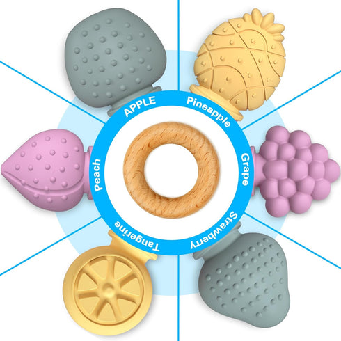 GJZZ Baby Teething Toys 6-12 Months, Montessori Sensory Toys, Baby Bath Toys, Fruit Baby Teether Toys, Toddlers Toys 0-3 6-12 Months, for Infants ...