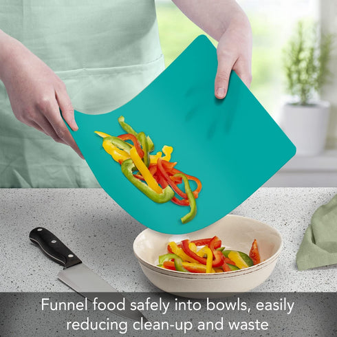 Cut N' Funnel Multi-Color Flexible Plastic Cutting Board Mats 4 Pack Made in the USA Colored Coded, BPA Free, 11.5” x 15”...