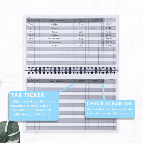CASMONAL A5 Check Registers for Personal Checkbook, Big Checkbook Register & Financial Transaction Ledger Log Book for Small Business, Track Payme...