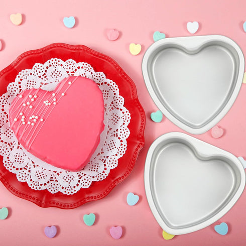 Mifoci 3 Pieces Heart Shaped Cake Pans Aluminum Cake Pans Heart Cake Mold for Baking DIY for Kitchen Wedding Party Valentine(Silver, 5.7 Inch)...