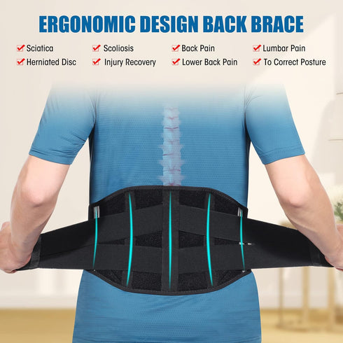 CUEHEAT Back Brace for Lower Back Pain relief - Lumbar Support Belt for Women, Adjustable Back Support Belt with 5 Stays, Lower Back Brace for Sco...