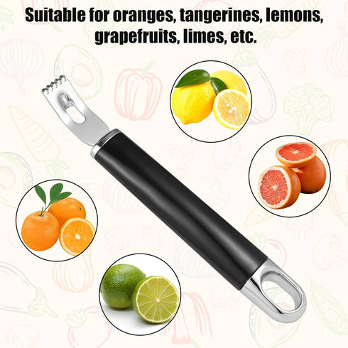 Channel Knife, 2-in-1 Lemon Twist Peeler Stainless Steel Lemon Peeler Zester Bar Tool Cocktail Garnish Citrus Lemon Rind Zester Tool for Kitchen B...