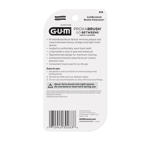 GUM Proxabrush Go-Betweens - Angled- Interdental Brushes - Soft Bristled Dental Picks for Plaque Removal Health - Safe for Braces & Dental Devices...
