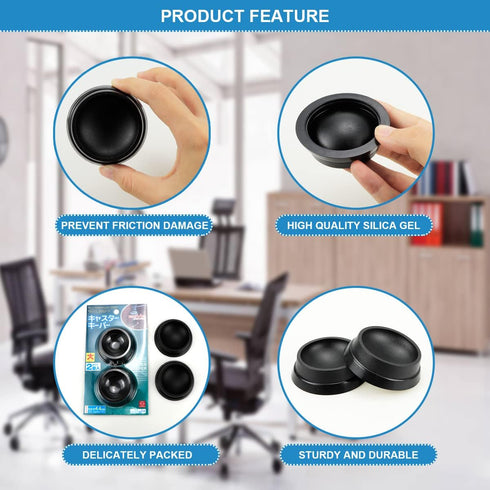4PCS Furniture Wheel Caster Cups Rubber Non-Slip Foot Mats, Strong Grip Round Floor Protectors for Crib Wheels, Furniture Table Legs (Black)...