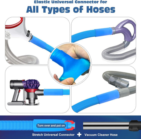 Dryer Vent Cleaner Kit Dryer Lint Vacuum Attachment with Stretch Universal Connector, Dryer Vent Cleaning Tool Vacuum Hose Lint Remover, Blue...
