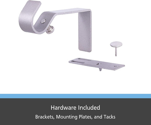 Kenney Fast Fit 5/8" No Measure Curtain Rod Brackets, Brushed Nickel, 2 Count (Pack of 1)...