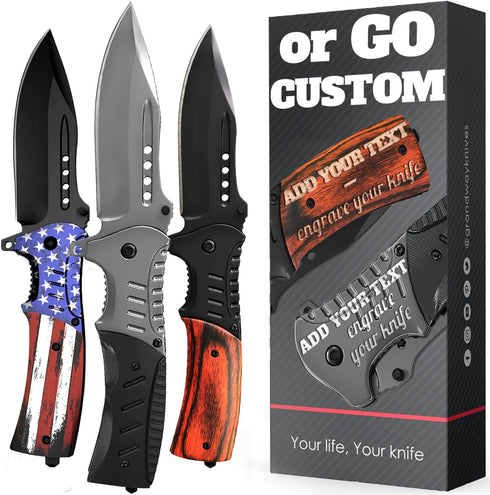 Pocket Knife Spring Assisted Folding Knives - Military EDC USMC Tactical Jack Knifes - Best Camping Hunting Fishing Hiking Survival Knofe - Travel...