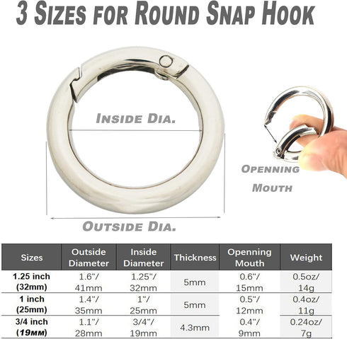 10 pcs 1.25 inch(32mm) Small Round Carabiners Clips Metal Trigger Spring O Rings Snap Hooks DIY Charms Accessory for Keychains Bags Purses Crafts ...