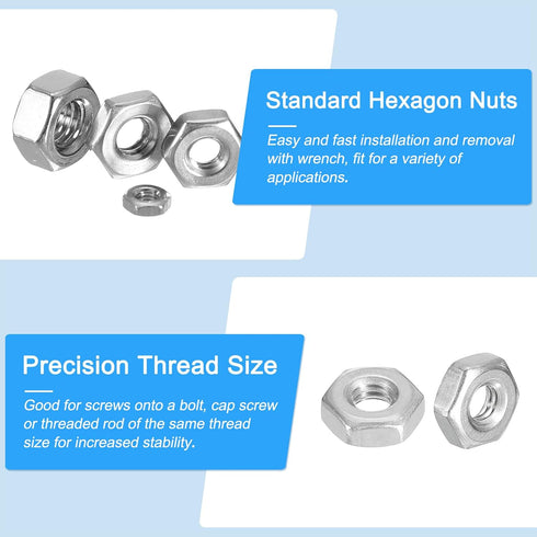Hex Nuts Assortment Kit (1/2"-13 Hex Nuts with 1/2 Flat Washers & Split Lock Washers) 30Pcs, 304 Stainless Steel Hexagon Nut Hardware Kit...