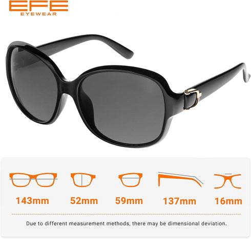 EFE Classic Oversized Polarized Sunglasses for Women Composite TR90 Frame UV 400 Protection Fashion Retro Eyewear...