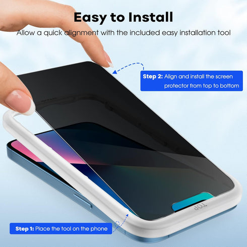 JETech Privacy Screen Protector for iPhone 13 6.1-Inch with Camera Lens Protector, Anti-Spy Tempered Glass Film, Easy Installation Tool, 2-Pack Ea...