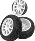 OD 75mm/2.95'' Rubber Tires & Plastic Wheel Rims 12mm Hex Compatible with Traxxas HSP Tamiya HPI Kyosho 1/10 On-Road Touring Racing Car,WLtoys 1/1...