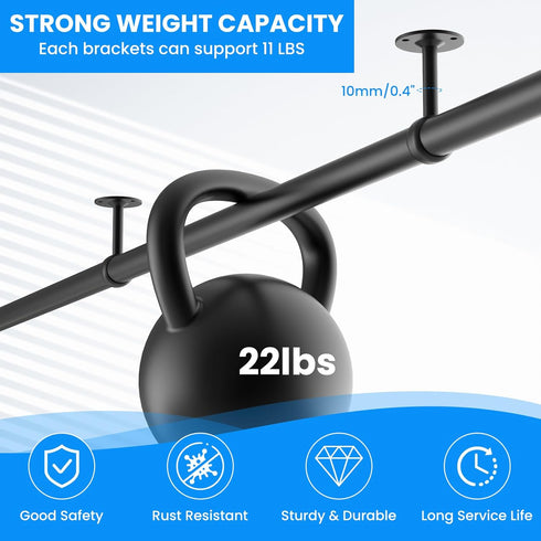 SDTC Tech 1-1/4 Inch Curtain Rod Ceiling-Mount Bracket Stainless Steel Flange Rod Holder Closet Pole End Supports Socket with Matching Screws, Bla...